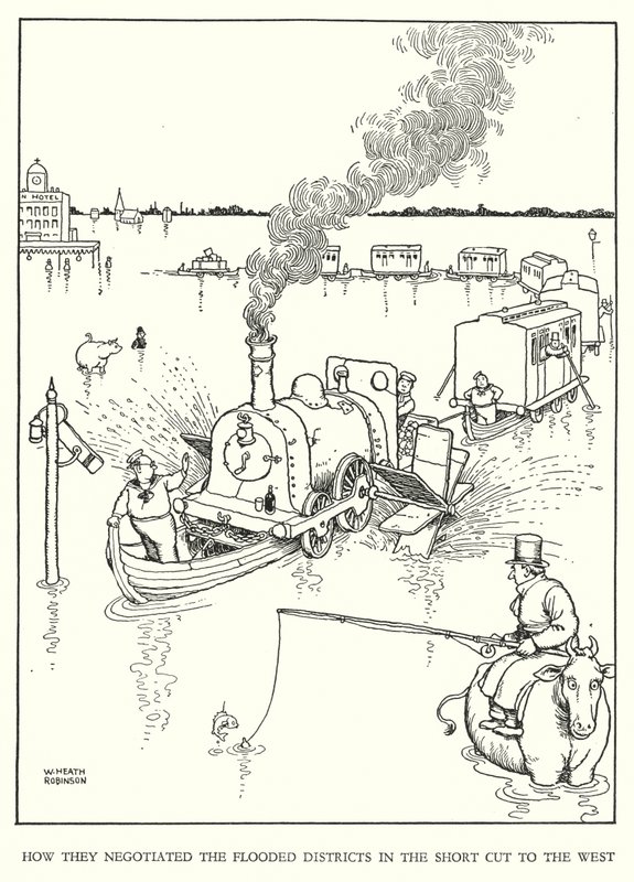 Ilustracja do Ribaldry na kolei autorstwa W Heatha Robinsona (lito) autorstwa William Heath Robinson