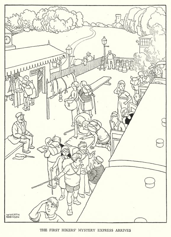 Ilustracja do Ribaldry na kolei autorstwa W Heatha Robinsona (lito) autorstwa William Heath Robinson
