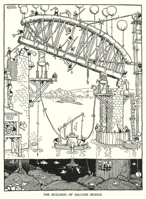 Ilustracja do Ribaldry na kolei autorstwa W. Heatha Robinsona (lito) autorstwa William Heath Robinson