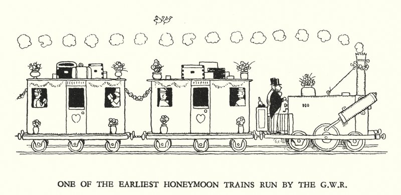 Ilustracja do Ribaldry na kolei autorstwa W. Heatha Robinsona (lito) autorstwa William Heath Robinson