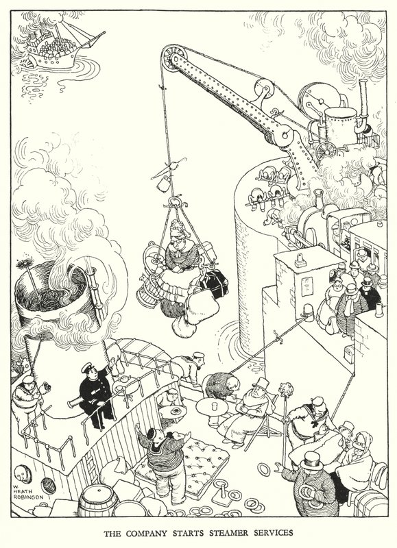 Ilustracja do Ribaldry na kolei autorstwa W. Heatha Robinsona (lito) autorstwa William Heath Robinson