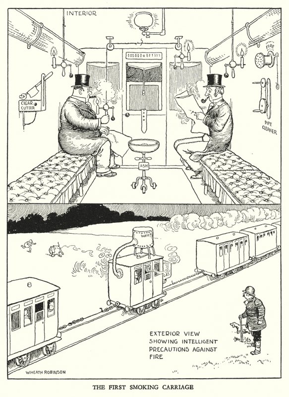 Ilustracja do Ribaldry na kolei autorstwa W. Heatha Robinsona (lito) autorstwa William Heath Robinson