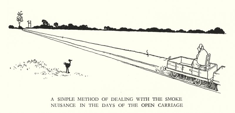 Ilustracja do Ribaldry na kolei autorstwa W. Heatha Robinsona (lito) autorstwa William Heath Robinson
