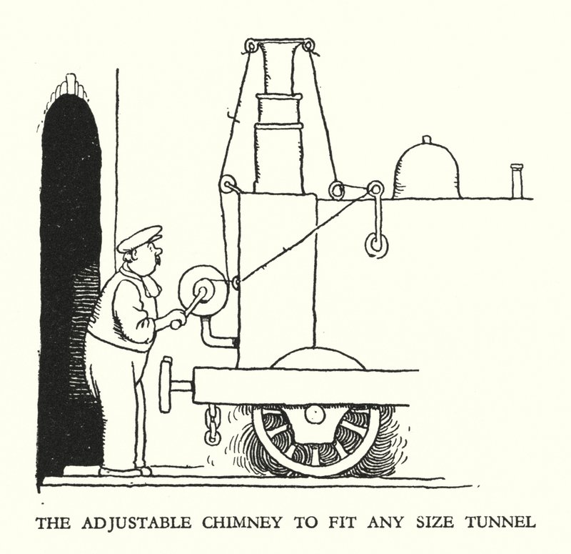 Ilustracja do Ribaldry na kolei autorstwa W. Heatha Robinsona (lito) autorstwa William Heath Robinson