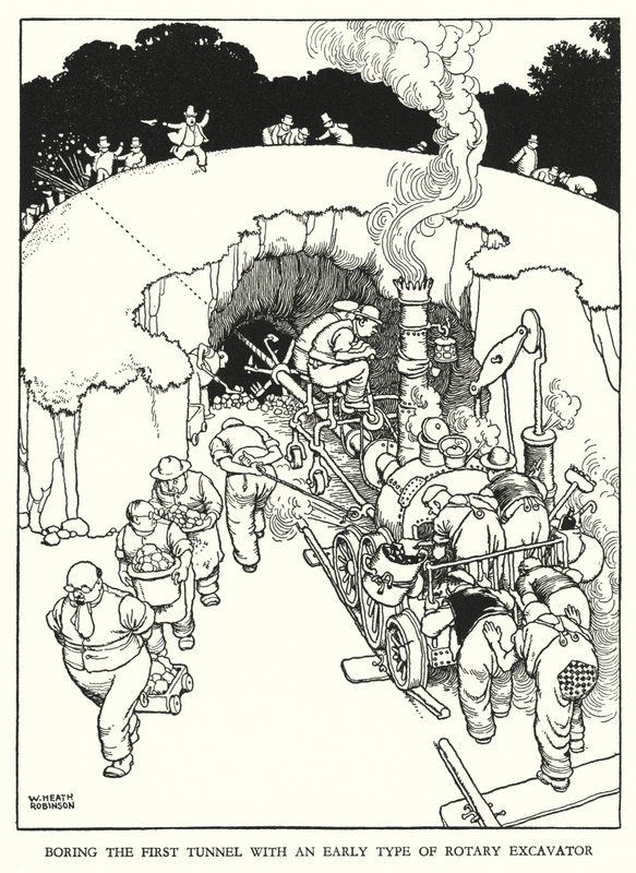 Ilustracja do Ribaldry na kolei autorstwa W. Heatha Robinsona (lito) autorstwa William Heath Robinson