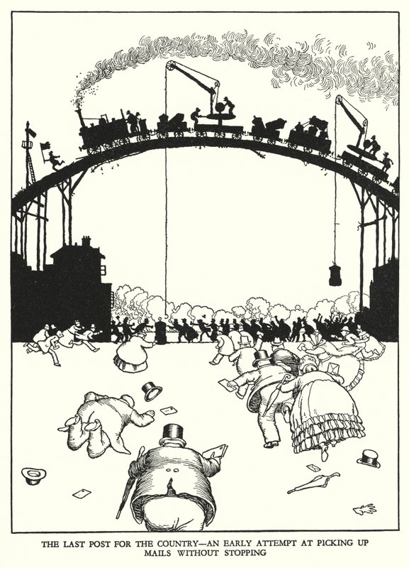 Ilustracja do Ribaldry na kolei autorstwa W. Heatha Robinsona (lito) autorstwa William Heath Robinson