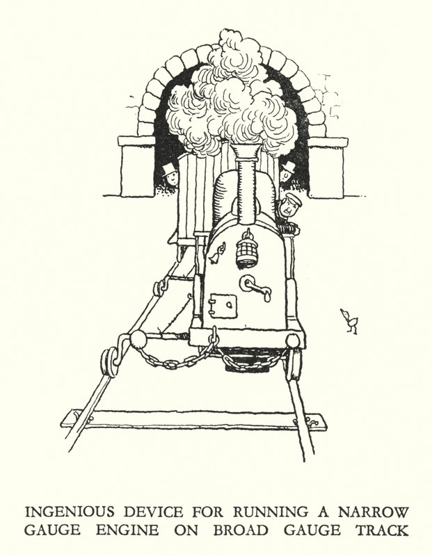 Ilustracja do Ribaldry na kolei autorstwa W. Heatha Robinsona (lito) autorstwa William Heath Robinson