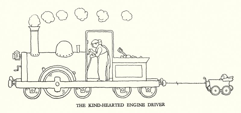 Ilustracja do Ribaldry na kolei autorstwa W. Heatha Robinsona (lito) autorstwa William Heath Robinson