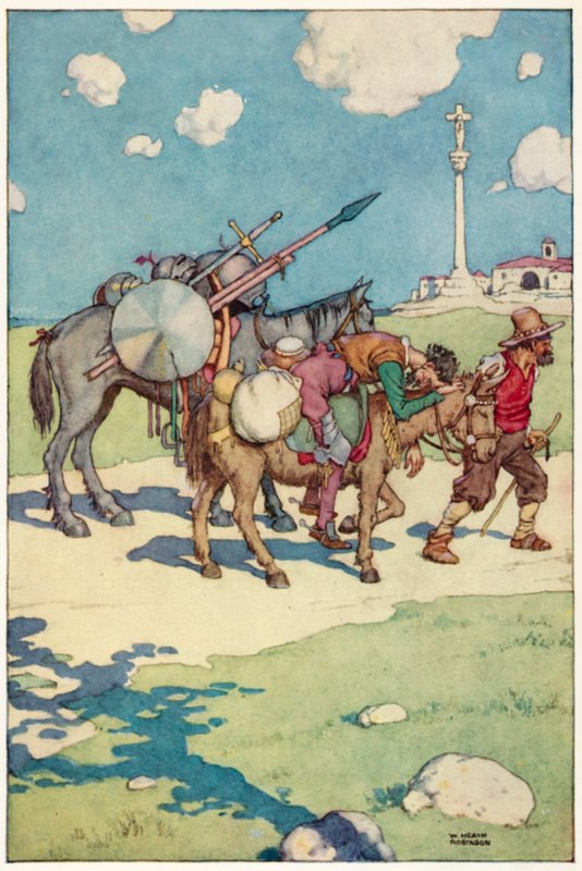 Ilustracja do Przygody Don Kichota (kolor lito) autorstwa William Heath Robinson