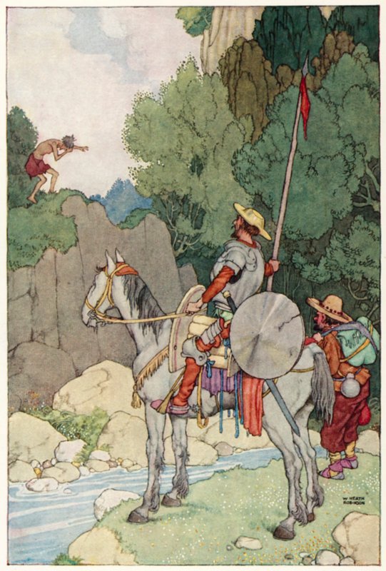 Ilustracja do Przygody Don Kichota (kolor lito) autorstwa William Heath Robinson