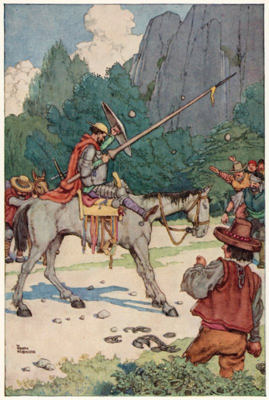 Ilustracja do Przygody Don Kichota (kolor lito) autorstwa William Heath Robinson