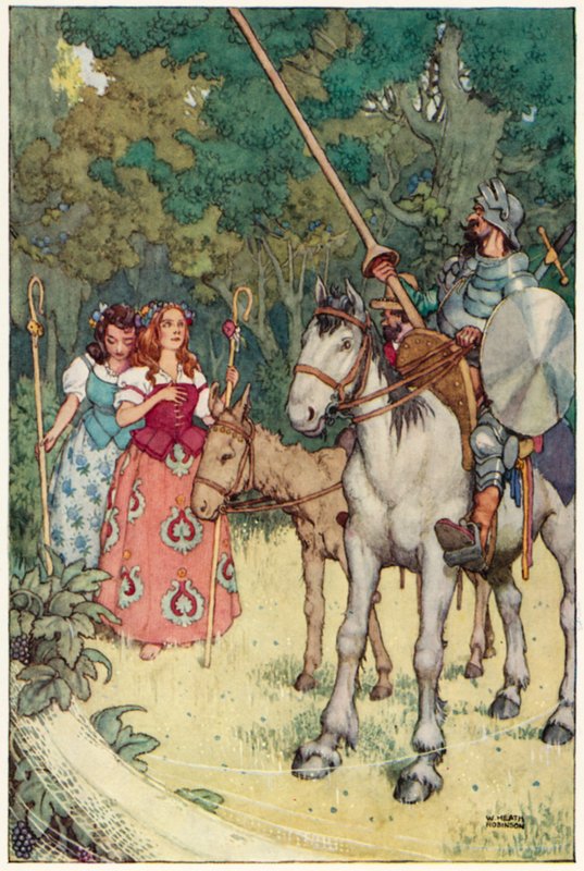 Ilustracja do Przygody Don Kichota (kolor lito) autorstwa William Heath Robinson