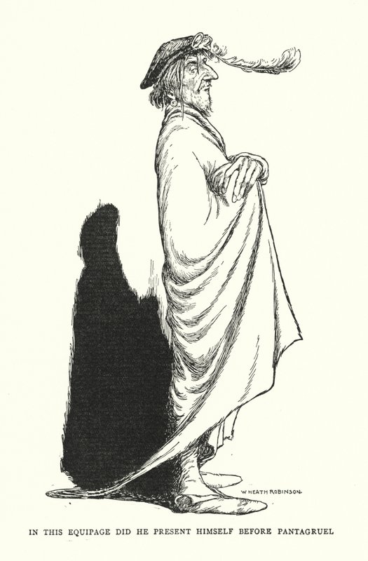 W tym ekwipunku stawił się przed Pantagruelem (lito) autorstwa William Heath Robinson