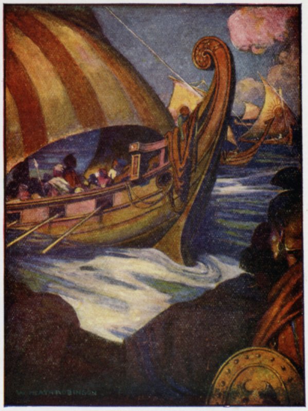 Wielu było bohaterami, którzy odpłynęli z Grecji (kolor lito) autorstwa William Heath Robinson