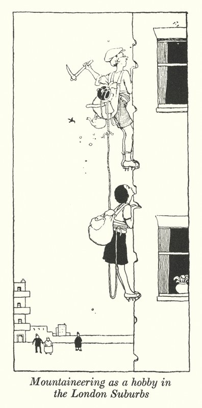 Alpinizm jako hobby na przedmieściach Londynu (litos) autorstwa William Heath Robinson