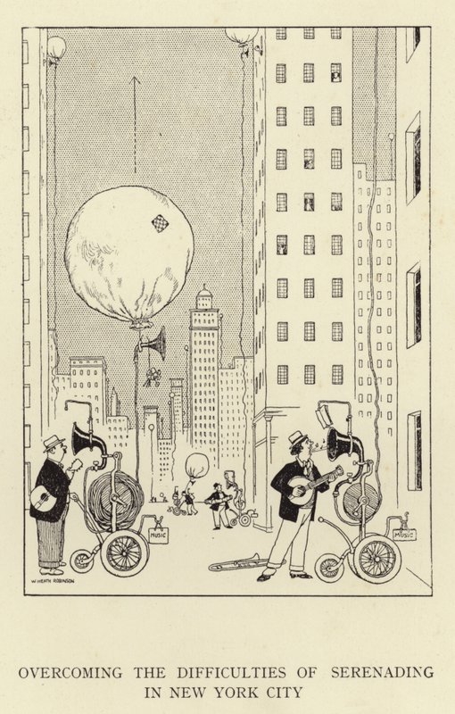 Pokonywanie trudności serenady w Nowym Jorku autorstwa William Heath Robinson