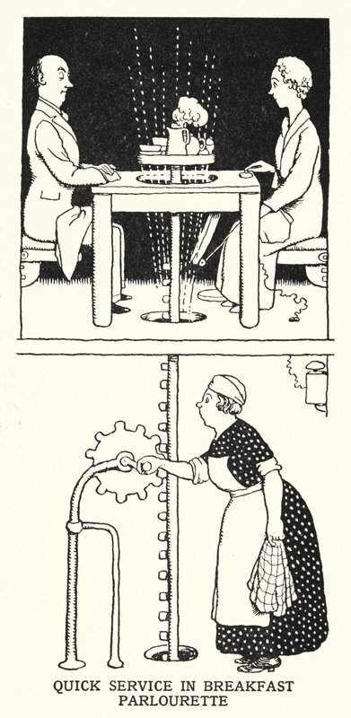 Szybka obsługa w salonie śniadaniowym (lito) autorstwa William Heath Robinson