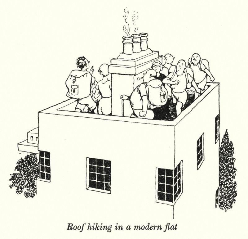 Wędrówka po dachu w nowoczesnym mieszkaniu (lito) autorstwa William Heath Robinson