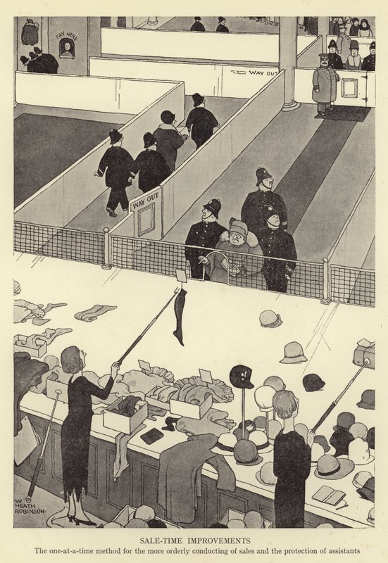 Poprawa czasu sprzedaży, metoda pojedyncza dla bardziej uporządkowanego prowadzenia sprzedaży i ochrona asystentów autorstwa William Heath Robinson