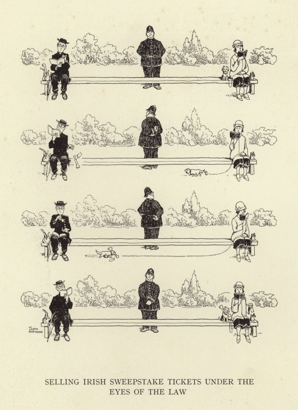 Sprzedawanie irlandzkich biletów na loterię w świetle prawa autorstwa William Heath Robinson