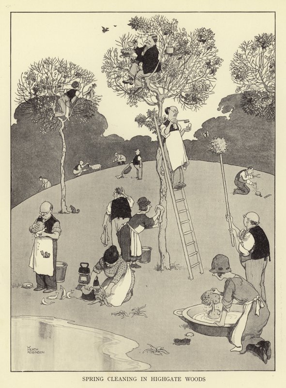 Wiosenne porządki w Highgate woods autorstwa William Heath Robinson