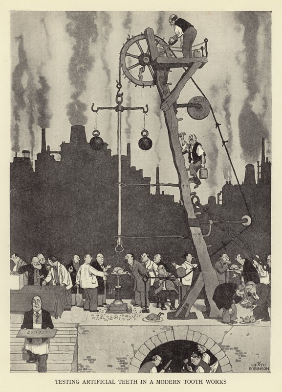 Badanie sztucznych zębów w nowoczesnych pracach zębowych autorstwa William Heath Robinson
