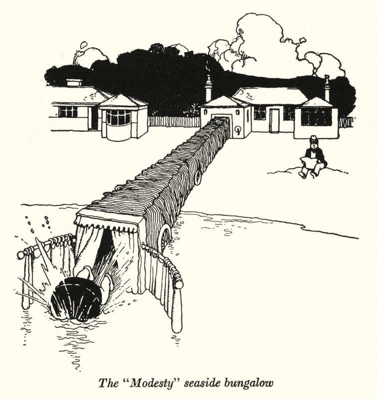 Bungalow nad morzem „Skromność” (litos) autorstwa William Heath Robinson