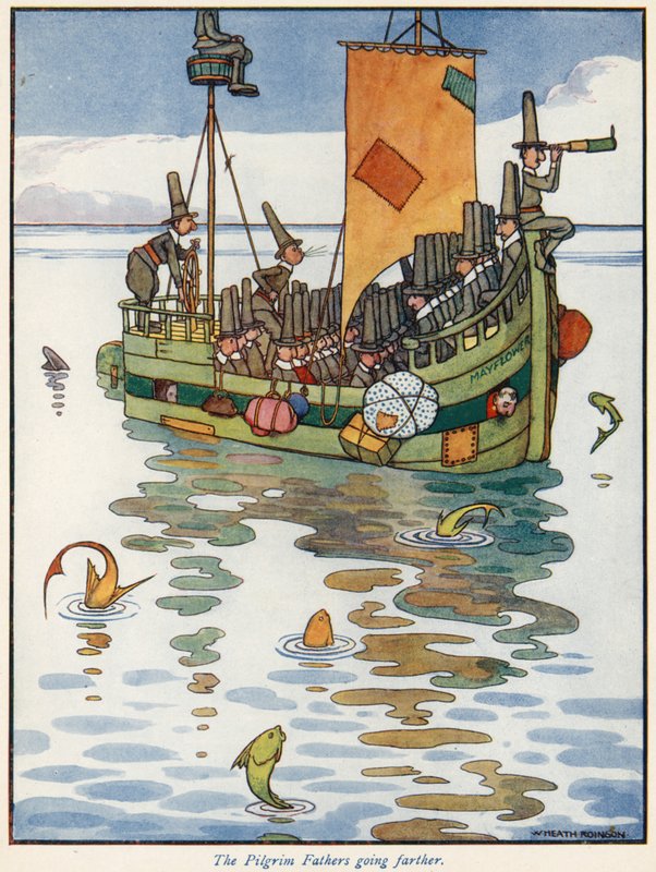 Ojciec Pielgrzym idzie dalej autorstwa William Heath Robinson