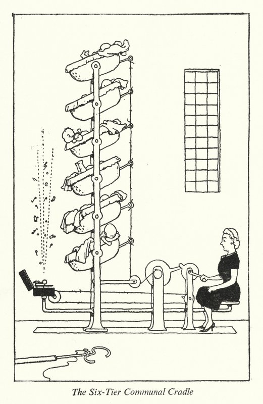 Sześciopoziomowa kołyska komunalna (lito) autorstwa William Heath Robinson