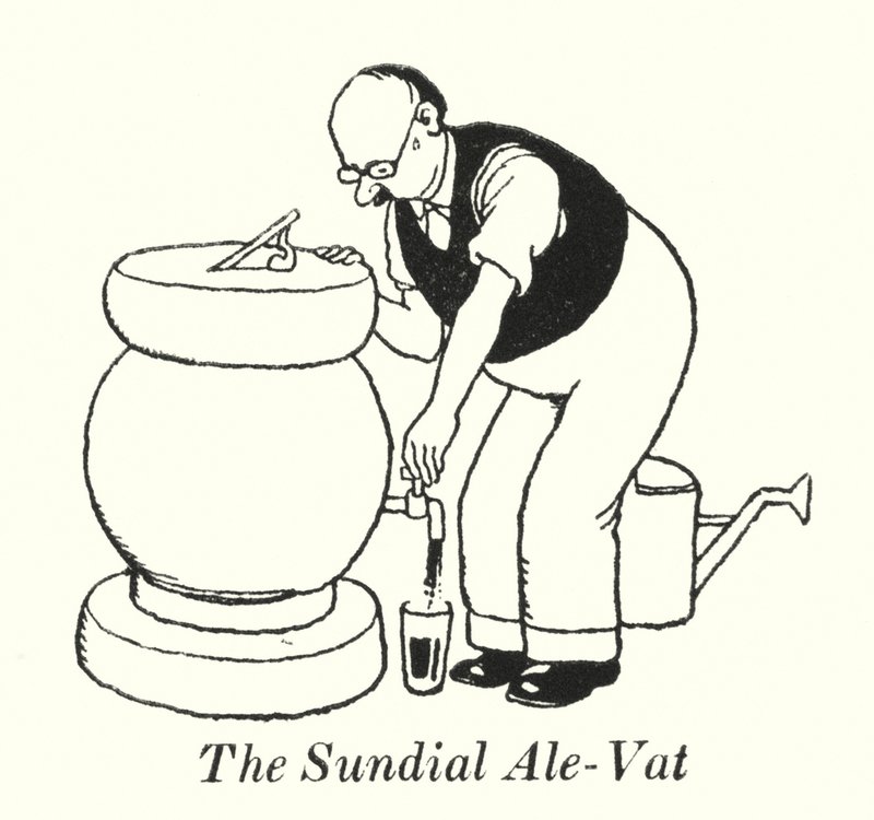 Zegar słoneczny Ale-Vat (lito) autorstwa William Heath Robinson