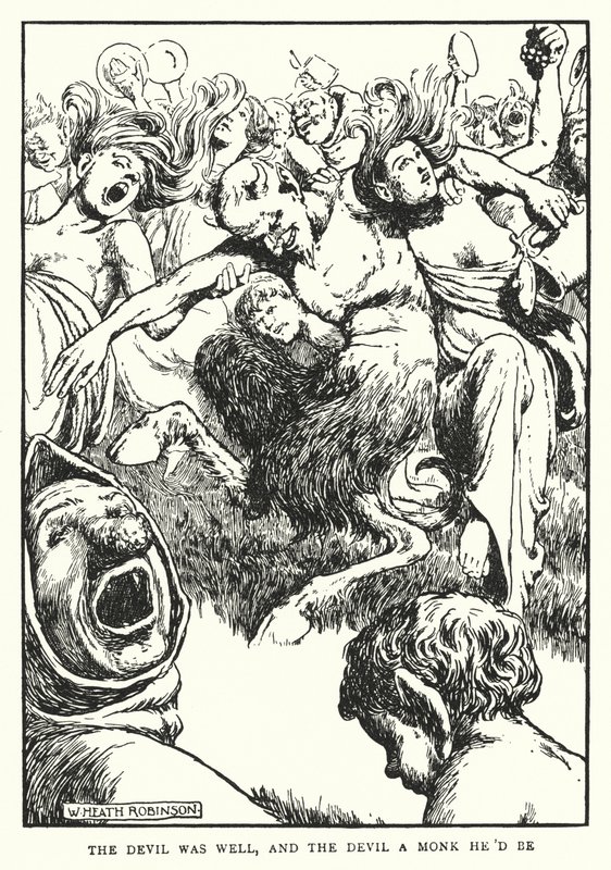 Diabeł miał się dobrze, a diabeł byłby mnichem (lito) autorstwa William Heath Robinson