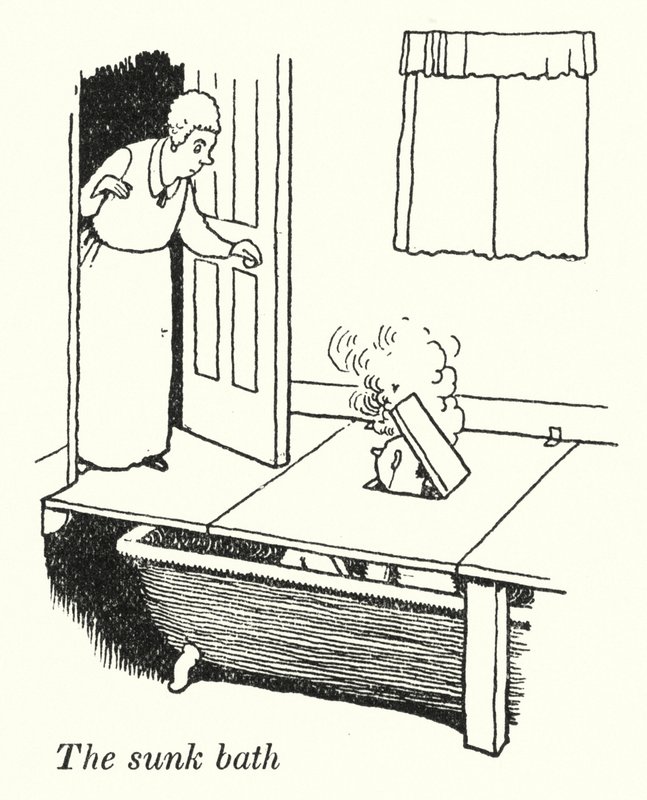 Zatopiona wanna (lito) autorstwa William Heath Robinson