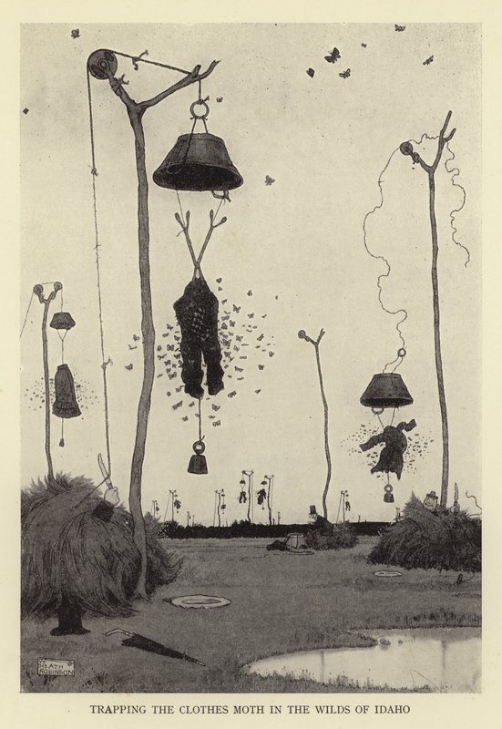 Odławianie moli odzieżowych w dzikich ostępach Idaho autorstwa William Heath Robinson