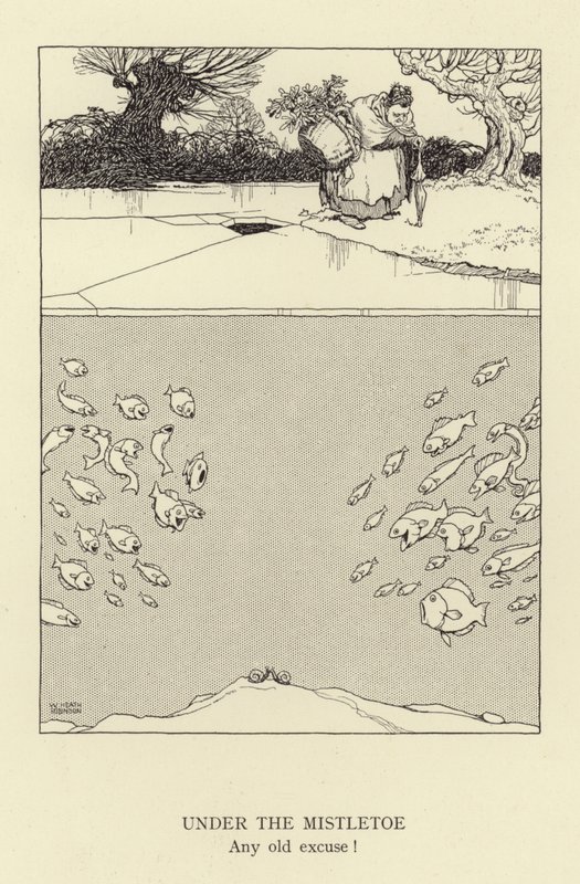 Pod jemiołą, każda stara wymówka autorstwa William Heath Robinson