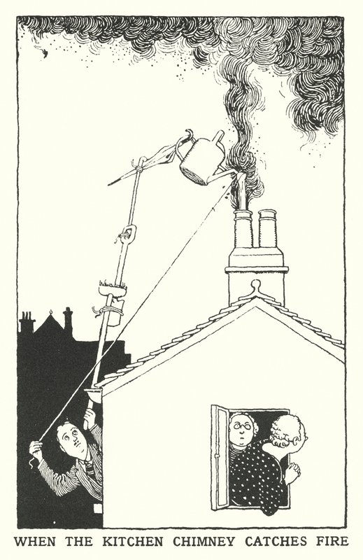 Kiedy kominek kuchenny zapali się (lito) autorstwa William Heath Robinson