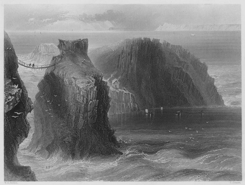Carrick a Rede, hrabstwo Antrim (grawerowanie) autorstwa William Henry (after) Bartlett