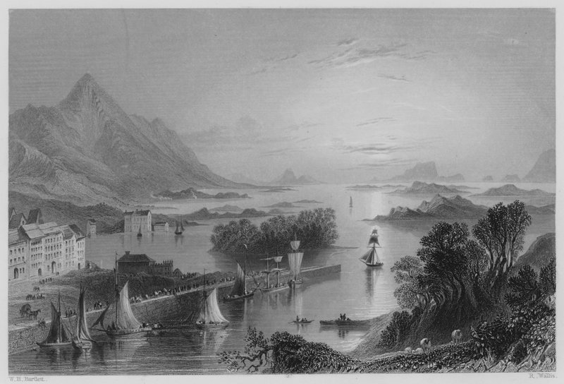 Clew Bay, z Westport (grawerowanie) autorstwa William Henry (after) Bartlett