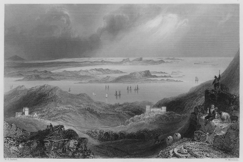 Zamek Clifden, Connemara (grafika) autorstwa William Henry (after) Bartlett