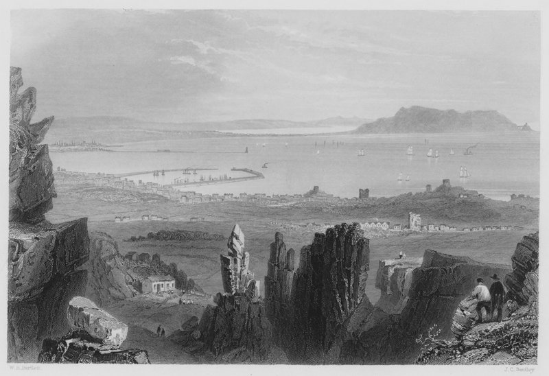 Zatoka Dublińska, z Kingstown Quarries (grawerowanie) autorstwa William Henry (after) Bartlett