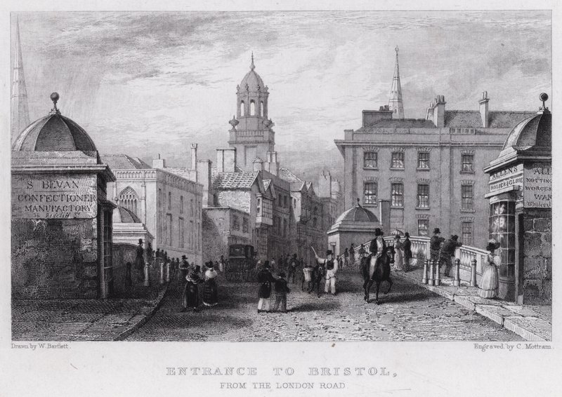 Wejście do Bristolu od strony London Road (grawerowanie) autorstwa William Henry (after) Bartlett
