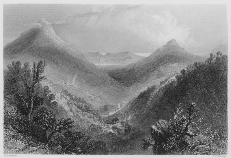 Glen of the Downs (grawerowanie) autorstwa William Henry (after) Bartlett