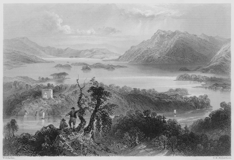 Hazlewood i Lough Gill, Sligo (grawerowanie) autorstwa William Henry (after) Bartlett