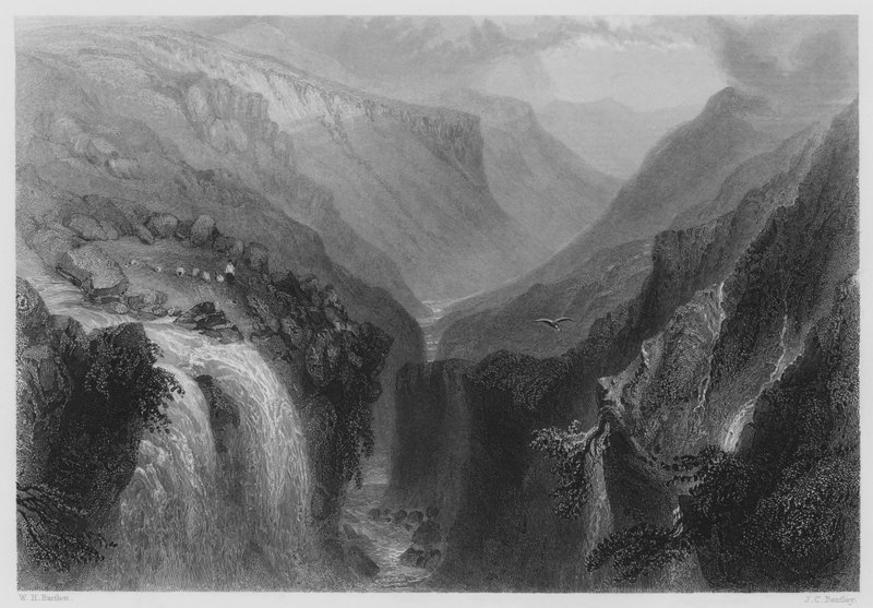 Kierownik Glenmalure, hrabstwo Wicklow (grawerowanie) autorstwa William Henry (after) Bartlett