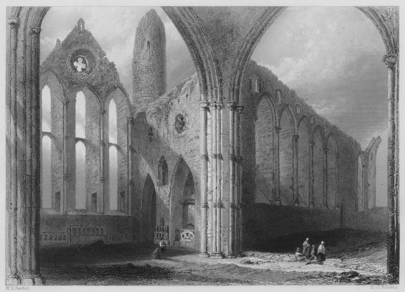 Wnętrze opactwa Cashel (grafika) autorstwa William Henry (after) Bartlett