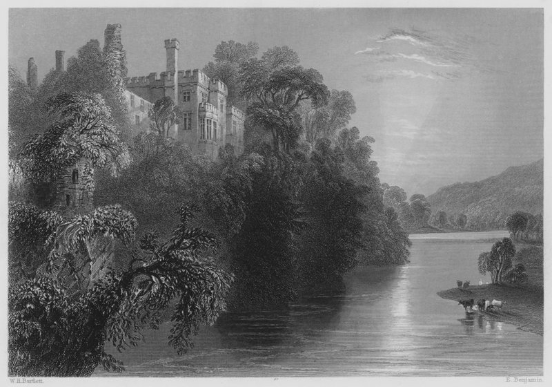 Zamek Lismore, hrabstwo Waterford (grawerowanie) autorstwa William Henry (after) Bartlett
