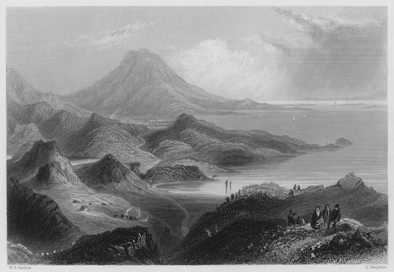 Lough Conn i Mount Nephin (rycina) autorstwa William Henry (after) Bartlett