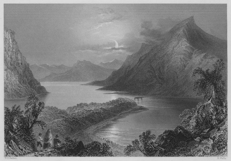 Lough Ina, Connemara (Grawerowanie) autorstwa William Henry (after) Bartlett