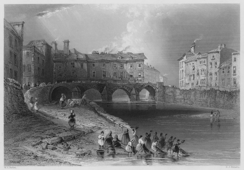 Stary Most Baala, Limerick, teraz zdjęty (grawerowanie) autorstwa William Henry (after) Bartlett