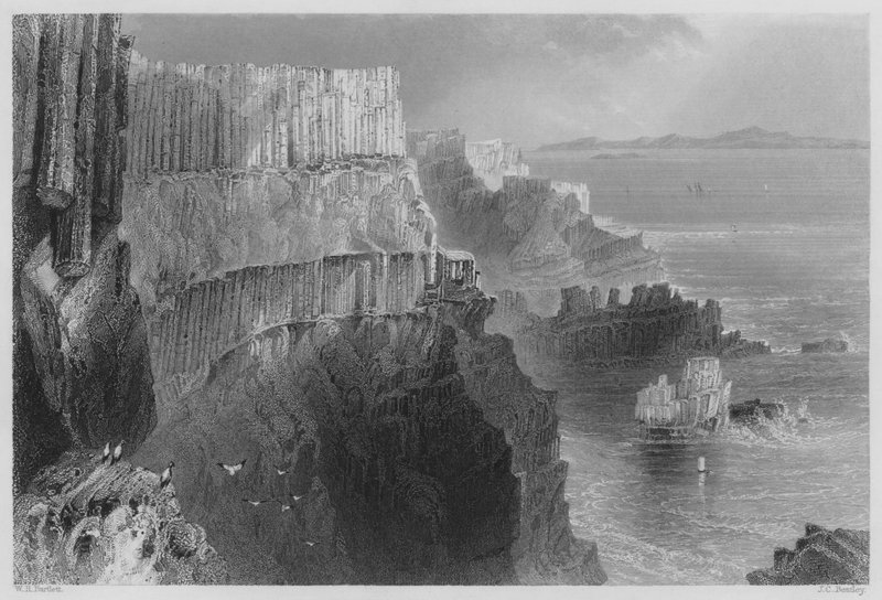 Pleasing Cliff, w pobliżu Grobli Olbrzyma, hrabstwo Antrim (rycina) autorstwa William Henry (after) Bartlett