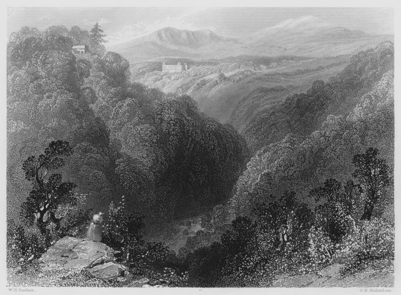 Powerscourt z Dargle, hrabstwo Wicklow (grawerowanie) autorstwa William Henry (after) Bartlett